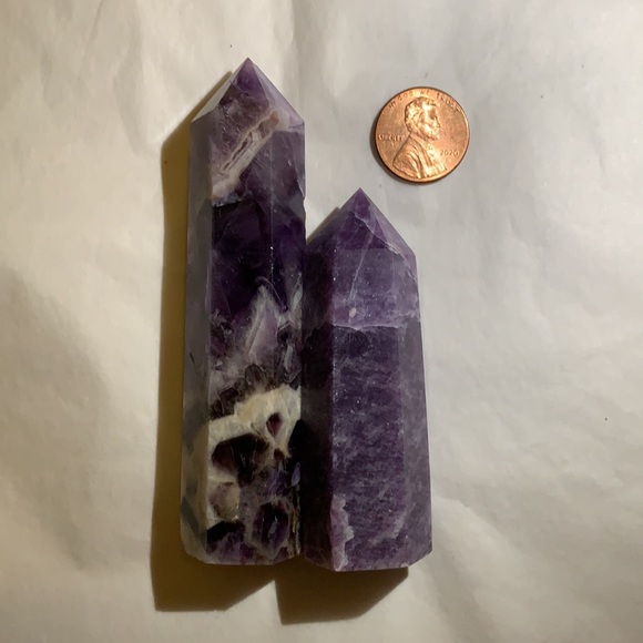 Amethyst Crystal Stone Pillar 2 Set - Picture 3 of 3